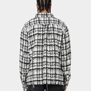 MNML Monochrome Checkered Shirt Jacket Mens M Medium Raw